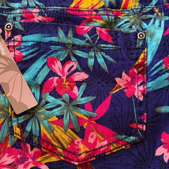 CAPRIS, FLORAL, SUMMER BLUE (Multicolour), SIZE 3X, 5 POCKETS, 97% COTTON SPANDE - Picture 9 of 12